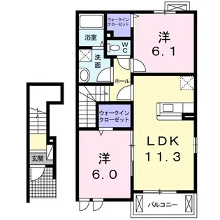 2LDKの間取り画像