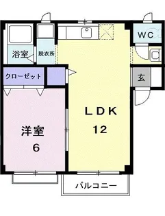 ニューエリールKATU A【1階】の間取り