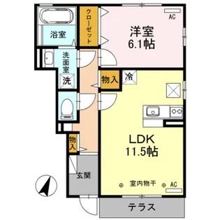 WestガーデンFukuchi【1階】の間取り