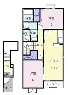 ハピネスIII番館【2階】の間取り