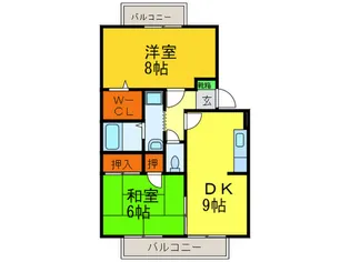 ニュ-リバ-サイド八尾南D棟【2階】の間取り
