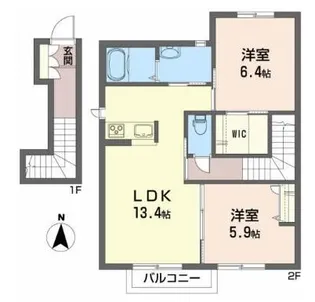 ノースフォレストB【2階】の間取り
