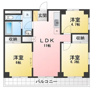 アーバンハイツ八幡【3階】の間取り