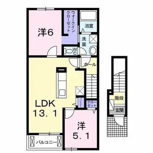メリディアンベル稲葉【2階】の間取り