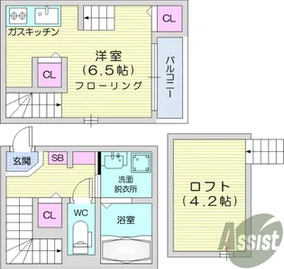 カサ・コンフォート【1階】の間取り