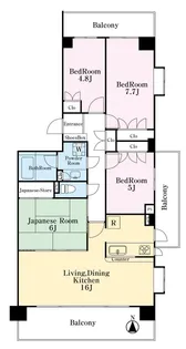 よこすか・四季の街パークヒルズそよ風の丘5番館【3階】の間取り