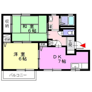 シャルム開成【1階】の間取り