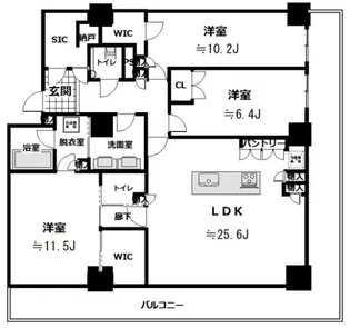 ザ・パークハウス川越【25階】の間取り