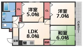 ニシシンヴィレッジA棟【3階】の間取り