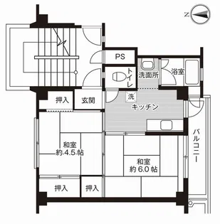ビレッジハウス田布施2号棟【4階】の間取り