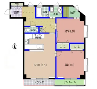カスティージョ二の宮【6階】の間取り