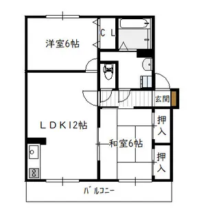 パークヒルイガワ(2LDK)【1階】の間取り