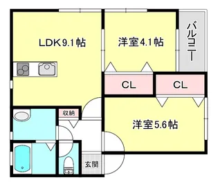 エバーライフ東加古川【1階】の間取り