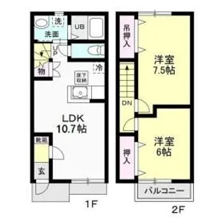 アンソレイユ B【1階】の間取り