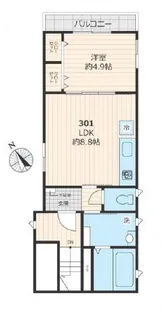 un bel porto ウンベルポルト【3階】の間取り