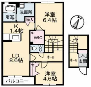 シャーメゾン中野開作B棟【2階】の間取り