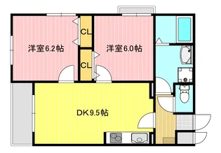 メリディアンなないろの里四番館【2階】の間取り