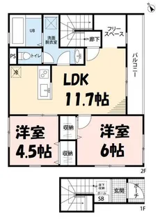 リーブルファイン東武動物公園駅【2階】の間取り