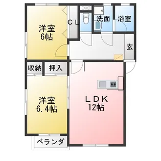 グランディーナ弐番館【1階】の間取り