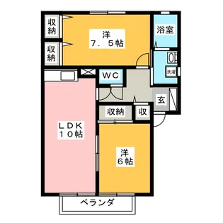 ボンヌ・シャンス【1階】の間取り