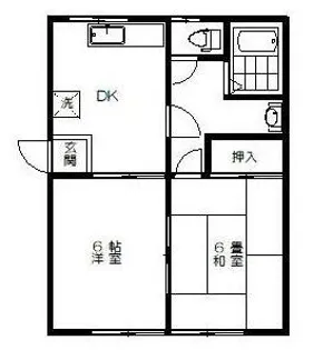 コーポ鈴八2号棟【1階】の間取り