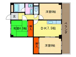 ハイツ長岡京【1階】の間取り