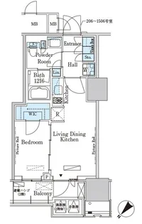 HARUMIFLAG PORT VILLAGE B棟【12階】の間取り
