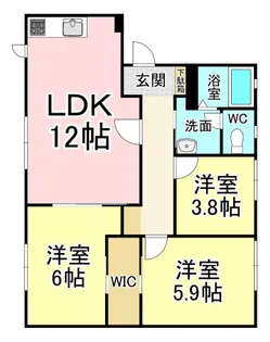 カレッジヒルズ A棟【1階】の間取り