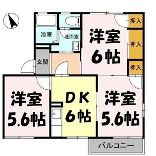 ライフタウニーA街区 1号棟【2階】の間取り
