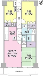 都筑フォーレ一ツ木【6階】の間取り
