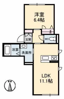 ルクレ西崎【1階】の間取り