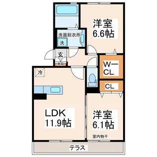 ヴァン・エスポワール A・B【1階】の間取り