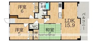 ローレルスクエア登美ヶ丘東館II【2階】の間取り