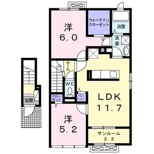 リーファ・ヴィラ ヤマキドI【2階】の間取り