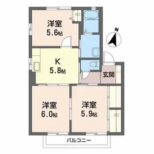 スプリングコートB【1階】の間取り