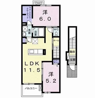 ルナ・ソレイユII【2階】の間取り