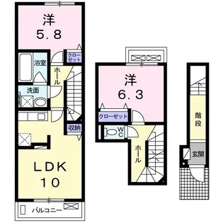 ソリタリーパインB【2階】の間取り