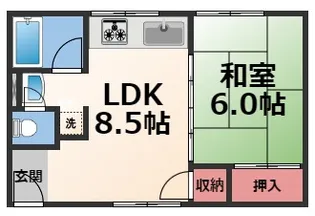 1LDKの間取り画像