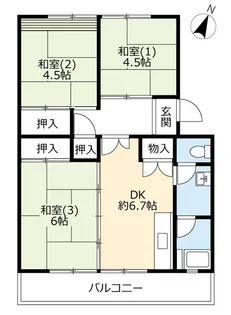 UR洛西新林【3階】の間取り