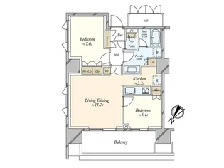 2LDKの間取り画像