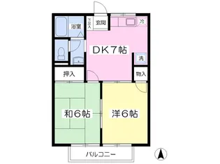2DKの間取り画像