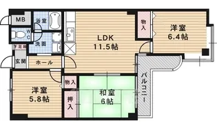 シュロス五月山2【5階】の間取り