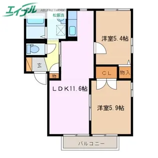 ハートヒルズ中川C【2階】の間取り