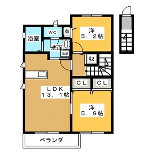 カサ アヅール【2階】の間取り