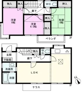 風間メゾネツトB棟【1階】の間取り