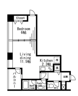 レジディアタワー麻布十番【6階】の間取り