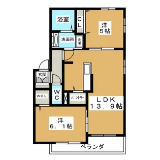 ツインコート東【2階】の間取り