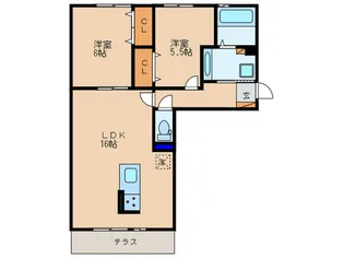 クレアシオンコートB【1階】の間取り