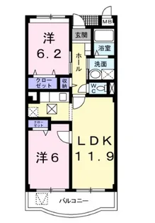 トゥジュール・ヴェール【3階】の間取り
