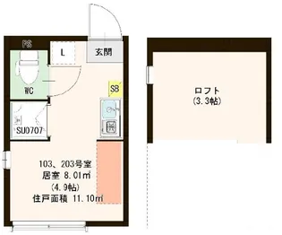 ハーモニーテラス仲宿II【1階】の間取り